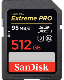 Модуль памяти  SD 512 Gb Sandisk SDXC Extreme Pro UHS-I U3, class 10, 95 Mb/ s