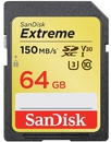 Карта памяти  SD  64 Gb Sandisk SDXC Extreme, class 10, 150Mb/ s, V30 UHS-I U3 (SDSDXV6-064G-GNCIN)