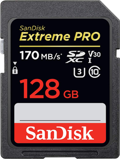 Карта памяти  SD 128 Gb Sandisk SDXC Extreme Pro, cl 10, 170Mb/s, V30 UHS-I U3 (SDSDXXY-128G-GN4IN)